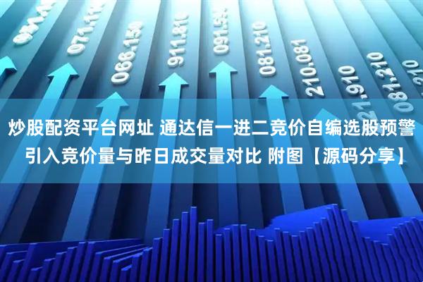 炒股配资平台网址 通达信一进二竞价自编选股预警 引入竞价量与昨日成交量对比 附图【源码分享】