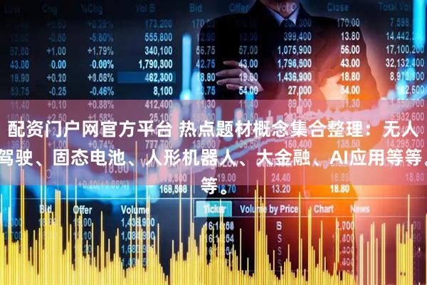 配资门户网官方平台 热点题材概念集合整理：无人驾驶、固态电池、人形机器人、大金融、AI应用等等。